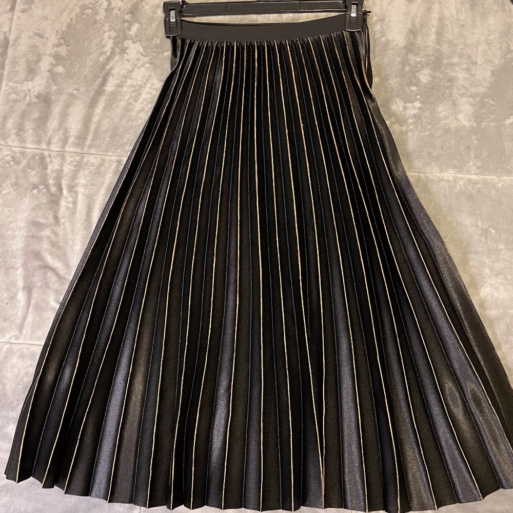 Women's High Waisted A Line pleated shirring Midi-Long Skirt